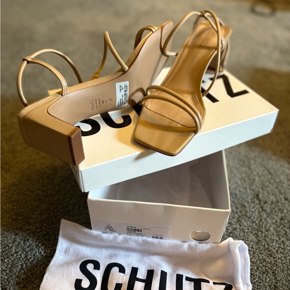 SCHUTZ Beige Strappy Heels